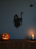 Décoration murale faucheuse – Silhouette Halloween avec faux – Bouleau