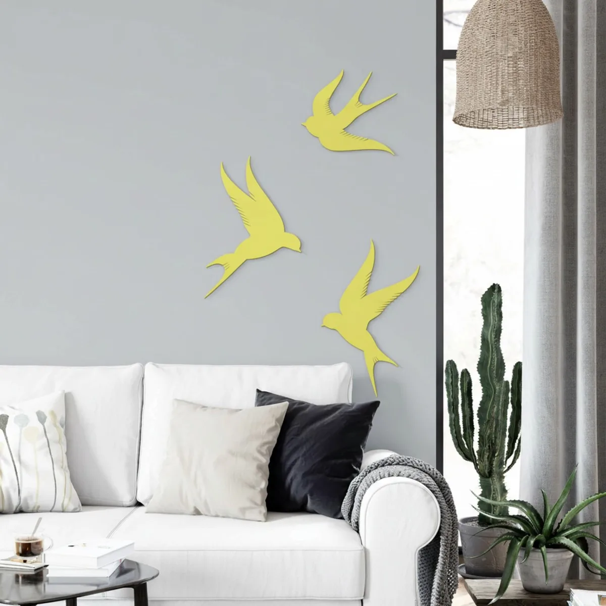 Déco murale en bois – Trio d'oiseaux – Contreplaqué de bouleau (3 pièces)