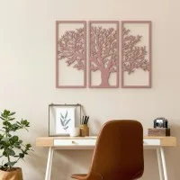 Wanddekoration aus Birken-Sperrholz – 3-teiliges Baum-Set 58x40 cm