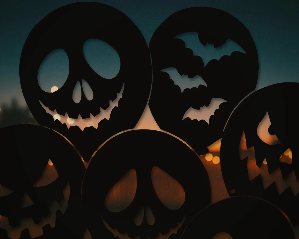 Halloween Balloons Wall Decor – Spooky Balloon Bunch Silhouette – Birch Plywood