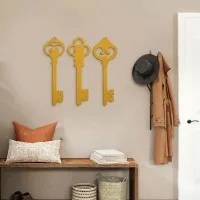 Décoration murale clés vintage en bois (lot de 3) – contreplaqué de bouleau