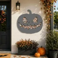 Halloween Kürbis Wandbild – Gruselige Jack-o'-Lantern Silhouette