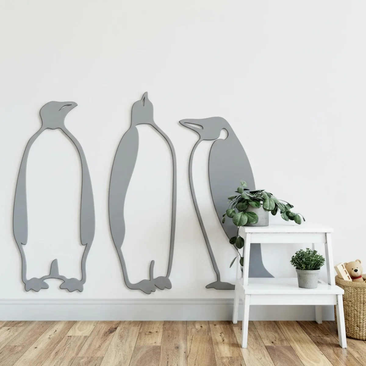 Houten decoratie - Pinguïn (3 stuks) - Berken multiplex