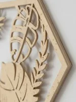 Tropical Hexagon Wall Decor, Set of 5 (Natural MDF)