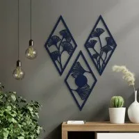 Birch Plywood Wall Decor – Ginkgo Leaf Diamond Set (3 pieces)