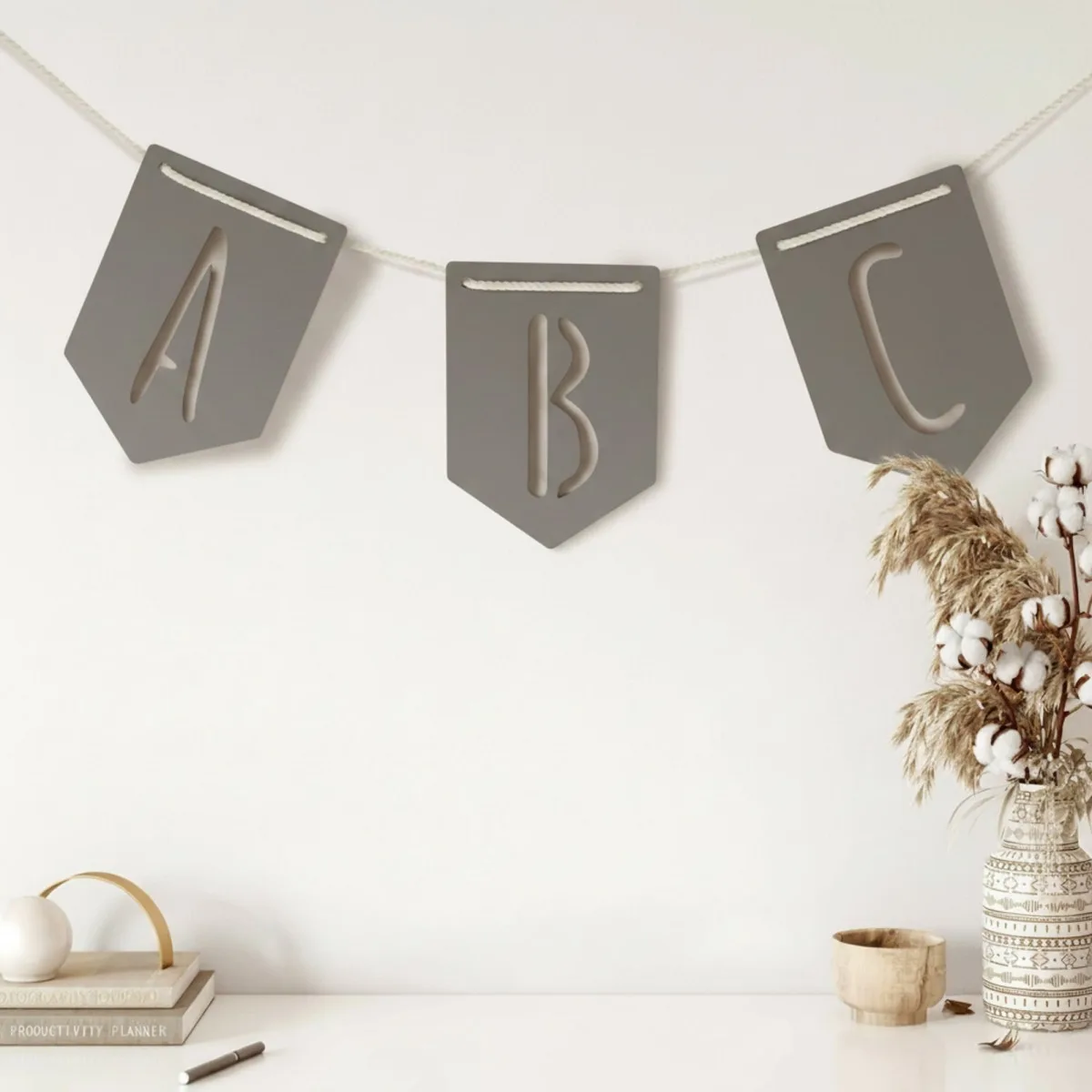 Plywood Letter Pennant – Alphabet Garland, Custom Word