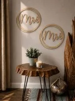Plywood Wood Decoration Mrs and Mrs
