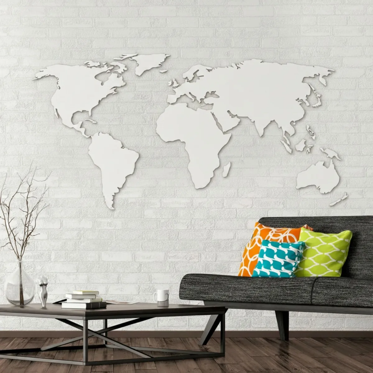 Birch Plywood 3D World Map Wall Decor