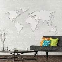 Birch Plywood 3D World Map Wall Decor
