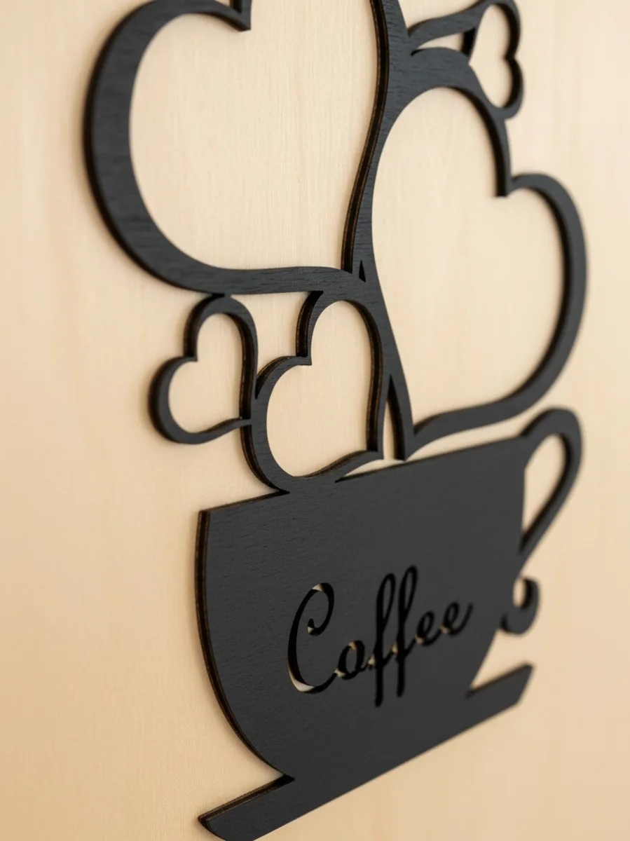Coffee Cup Wall Art with Heart Steam