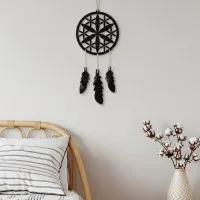 Déco murale en contreplaqué – Attrape-rêves avec une fleur (4 pièces)