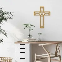 Origami-Kreuz Wanddekoration aus Birken-Sperrholz