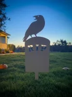 Halloween raaf grafsteen tuinsteker – RIP silhouet met raaf