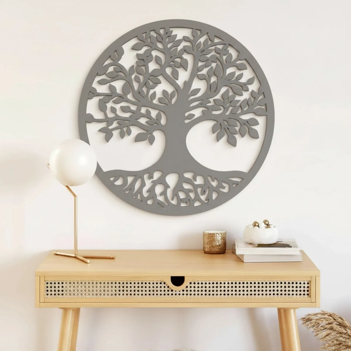 Décoration murale arbre de vie avec racines – contreplaqué de bouleau