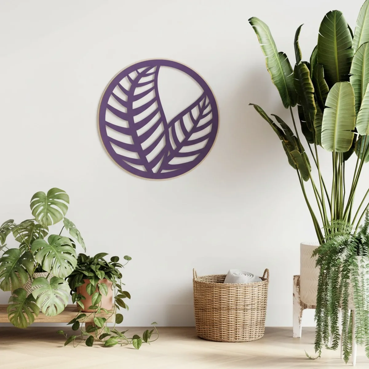 Décoration en bois contreplaqué feuilles en cercle