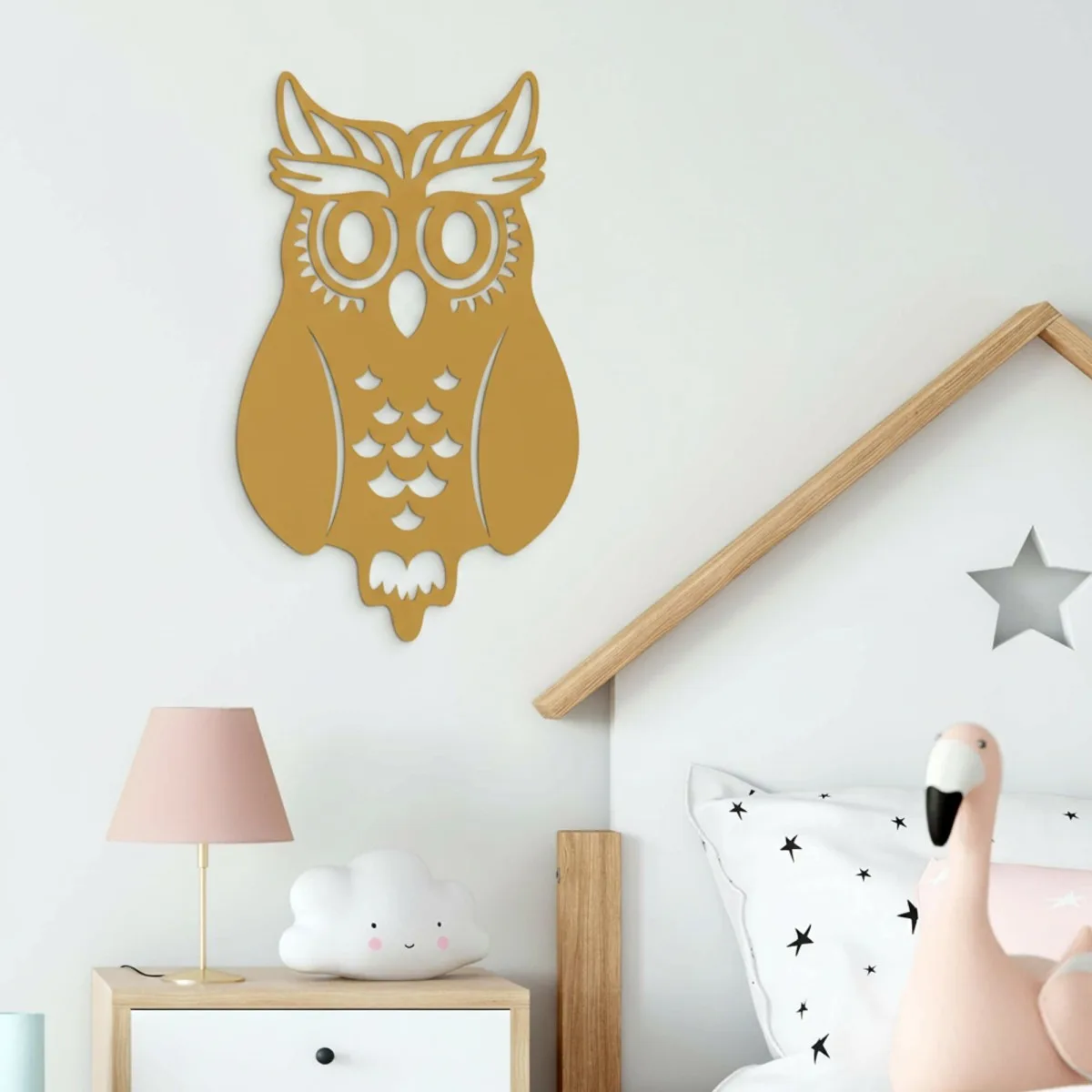 Décoration murale chouette en contreplaqué de bouleau – découpe ajourée