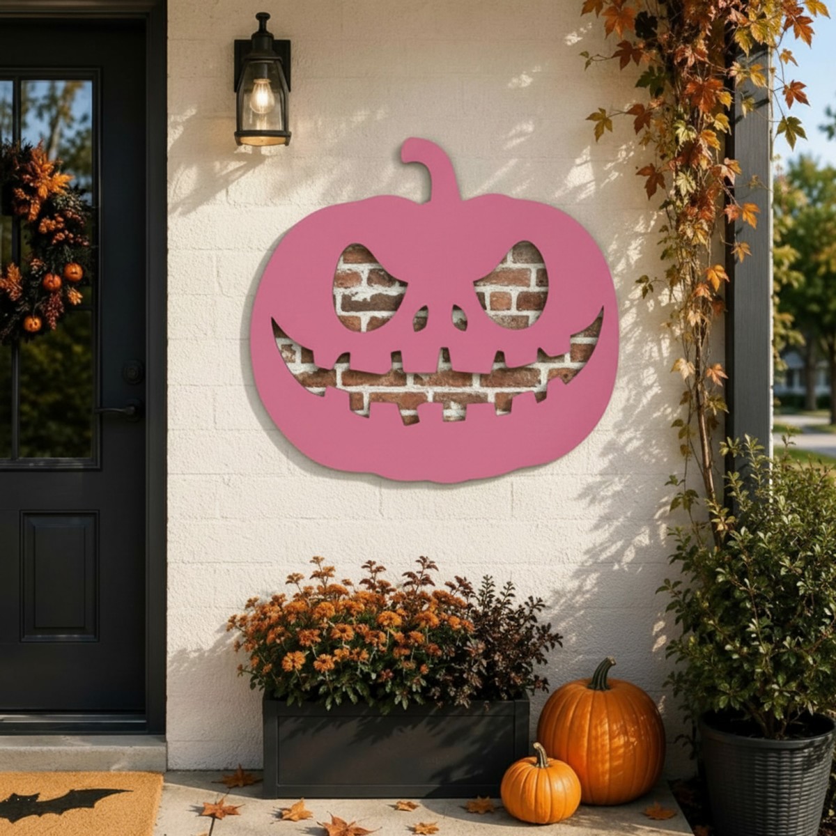 Halloween Kürbis Wandbild – Gruselige Jack-o'-Lantern Silhouette