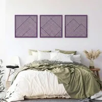 Mountain Wall Art Set, 3 Panels – Laser-Cut Birch Plywood, 64x20 cm
