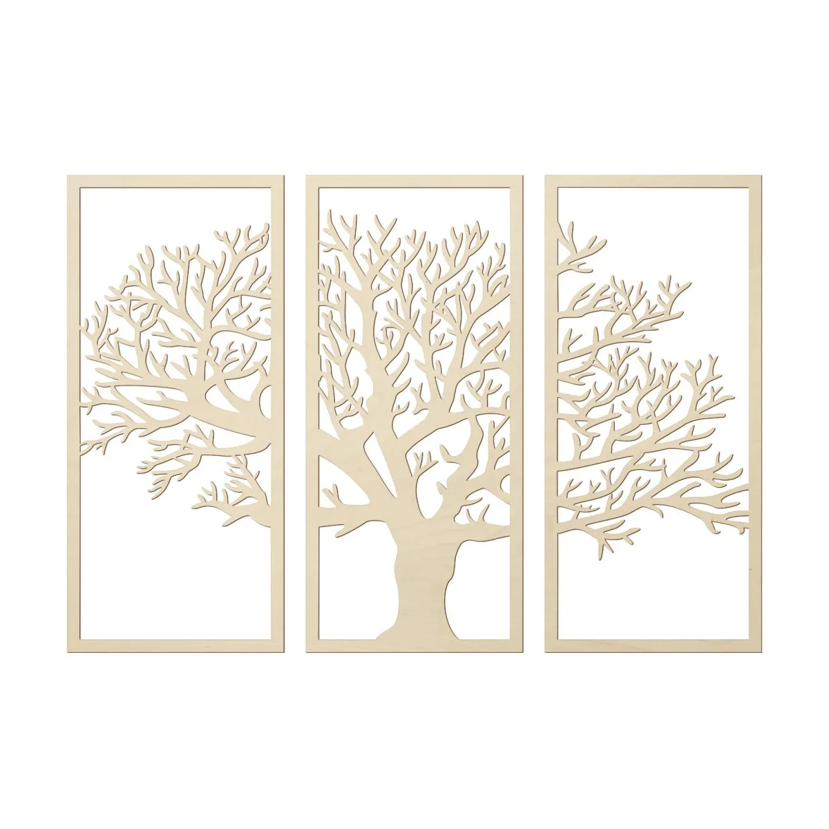 Birch Plywood Wall Decor: 3-Piece Tree Set