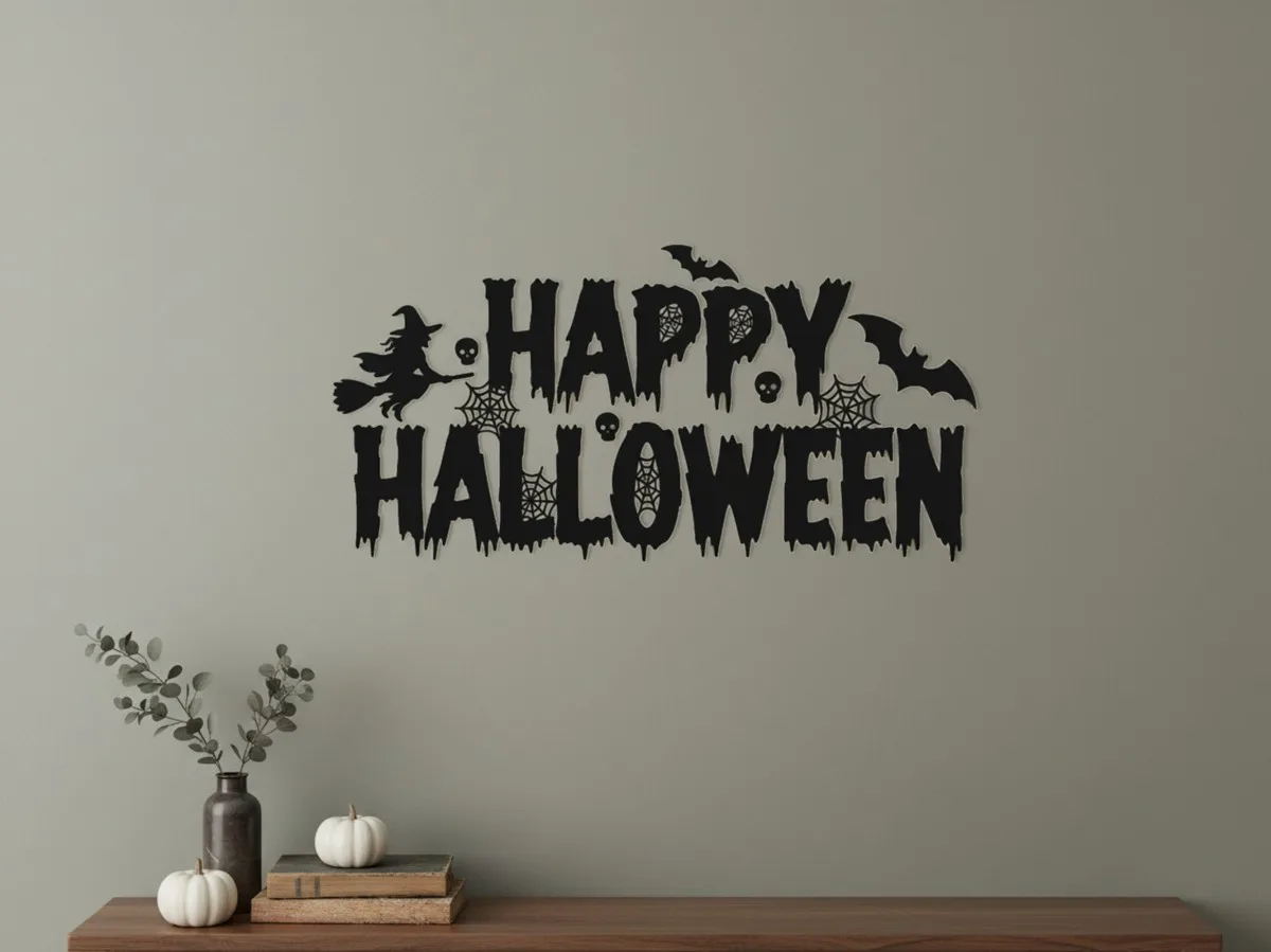 Spider on Web Wall Decor – Halloween Silhouette – Birch Plywood 45x45 cm