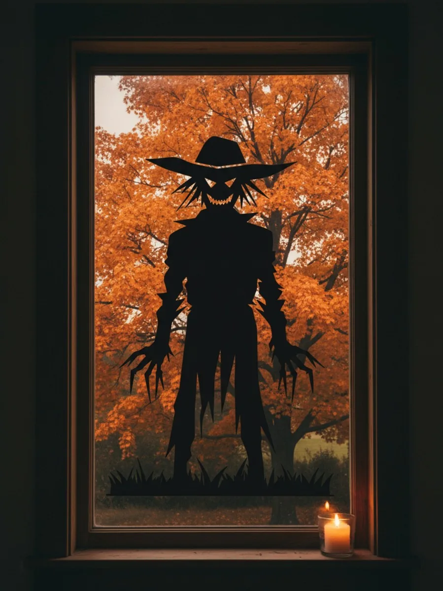 Déco murale épouvantail monstre d’Halloween avec griffes et paille – contreplaqué de bouleau