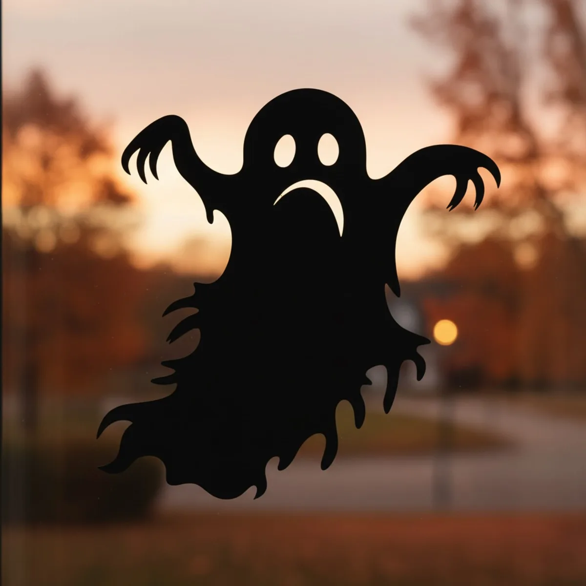 Halloween Scary Ghost Wall Art with Claws and Frowning Face – Birch Plywood