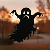 Halloween Scary Ghost Wall Art with Claws and Frowning Face – Birch Plywood
