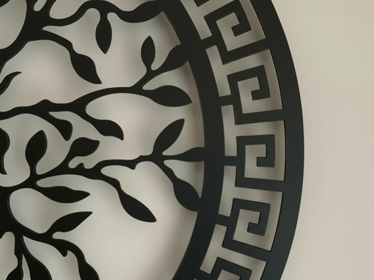 Round Tree of Life Wall Art with Greek Key Border