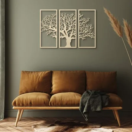 Birch Plywood Wall Decor: 3-Piece Tree Set