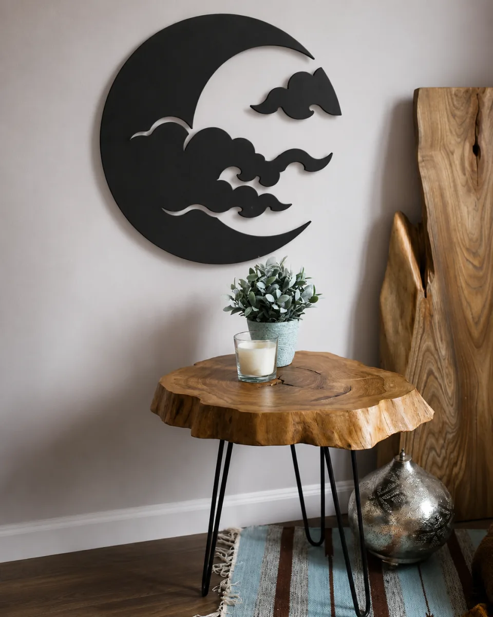 Crescent Moon with Clouds Wall Art