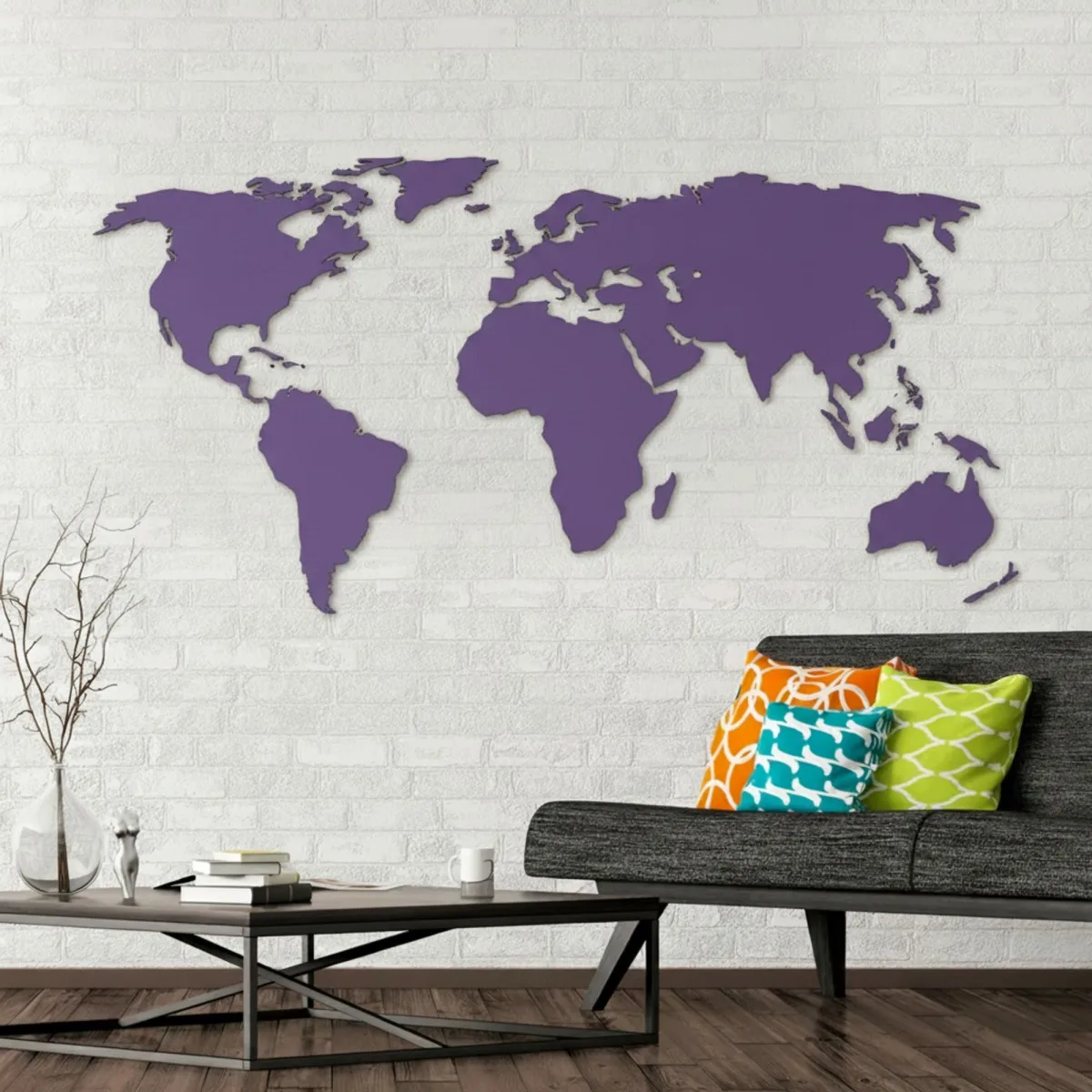 Birch Plywood 3D World Map Wall Decor