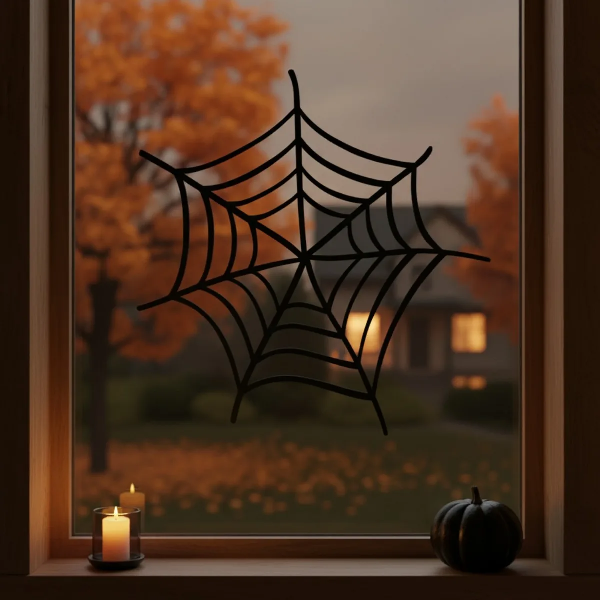 Corner Spider Web Wall Decor – Open Halloween Cobweb Silhouette – Birch Plywood