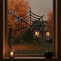 Corner Spider Web Wall Decor – Open Halloween Cobweb Silhouette – Birch Plywood