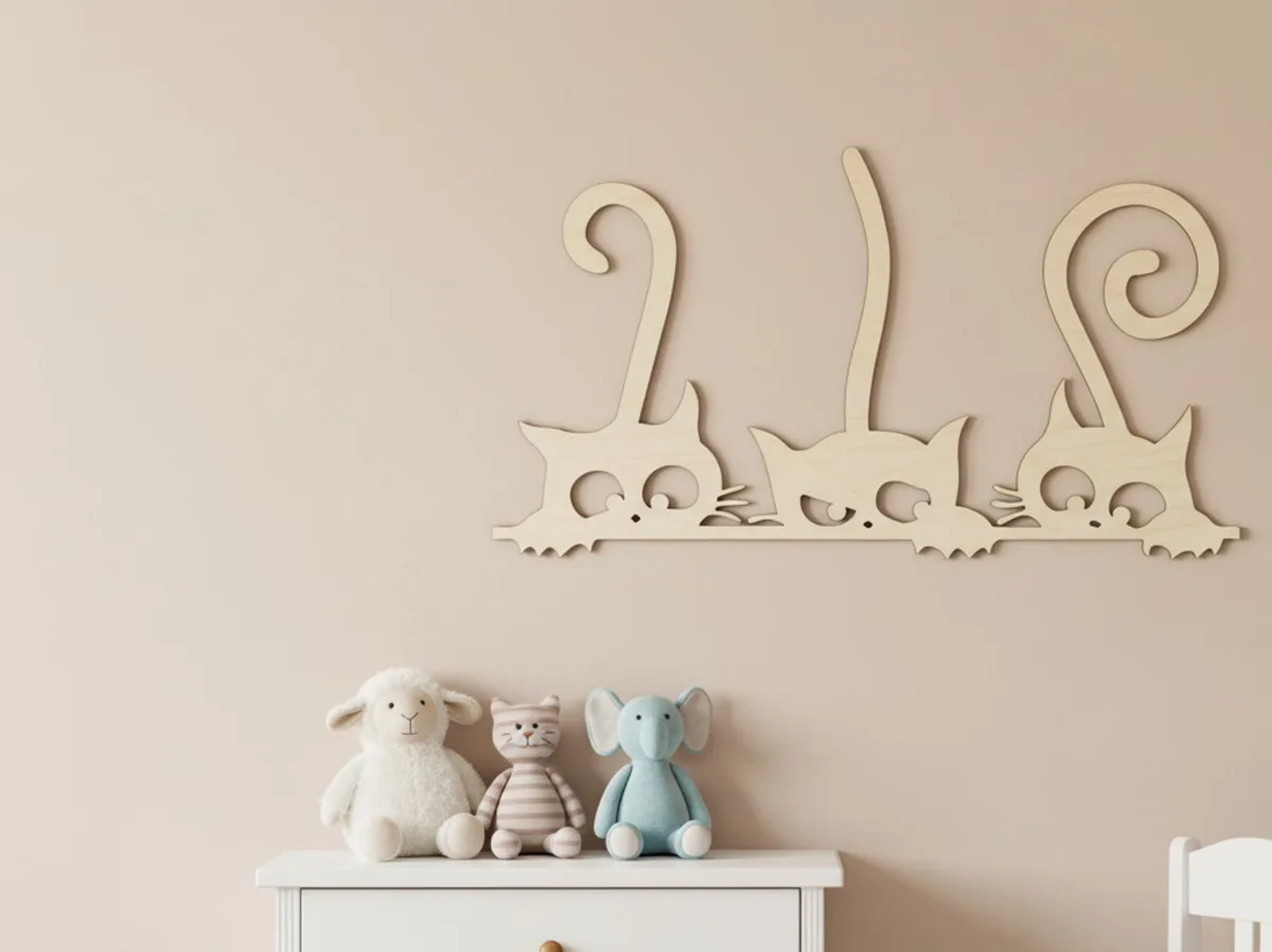 Chats curieux — décoration murale (3 chats)