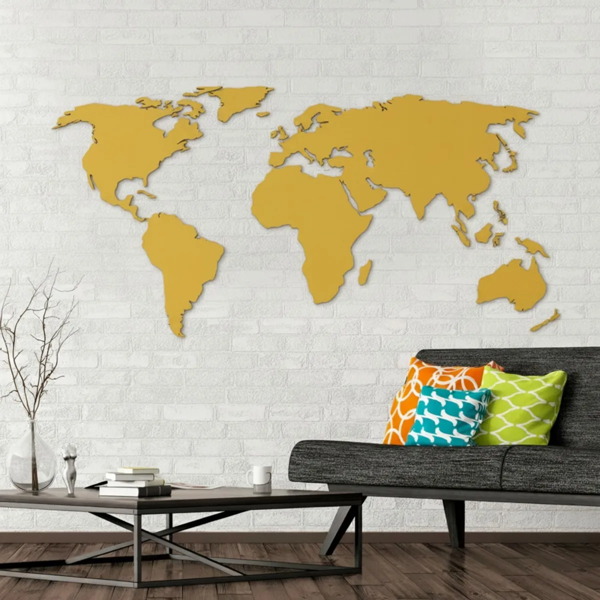 Birch Plywood 3D World Map Wall Decor