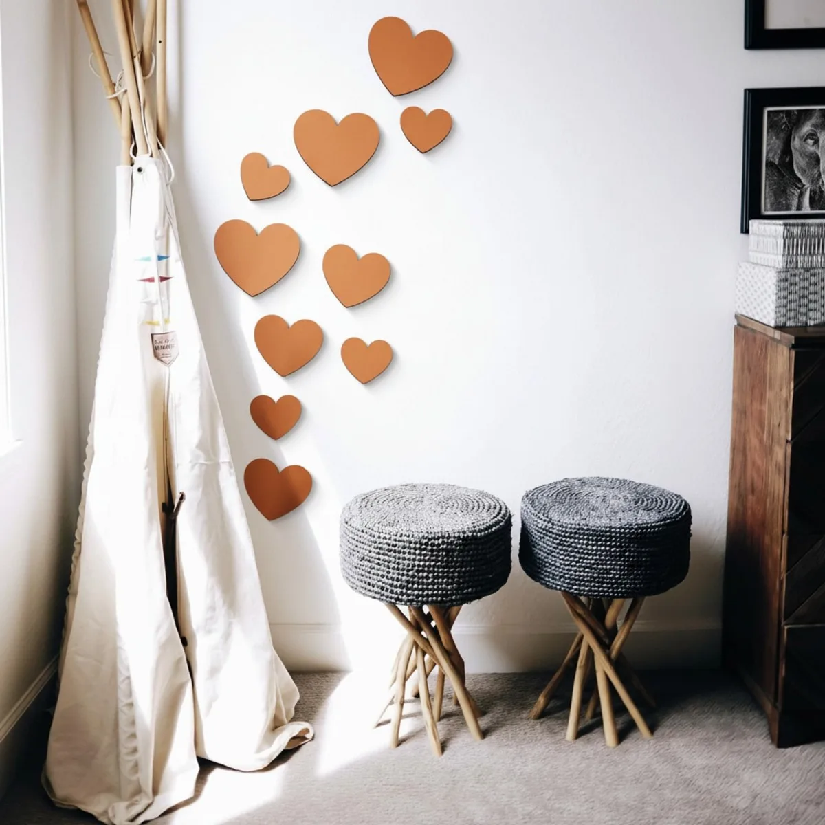 Birch Plywood Wood Wall Decoration - Hearts (10 pieces)