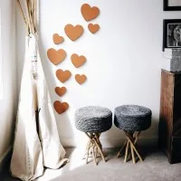 Birch Plywood Wood Wall Decoration - Hearts (10 pieces)
