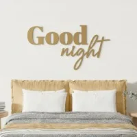 Good Night wanddecoratie van berken multiplex