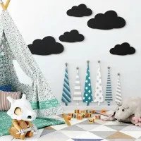 Wanddeko Wolken-Set (5-teilig) – Birken-Sperrholz