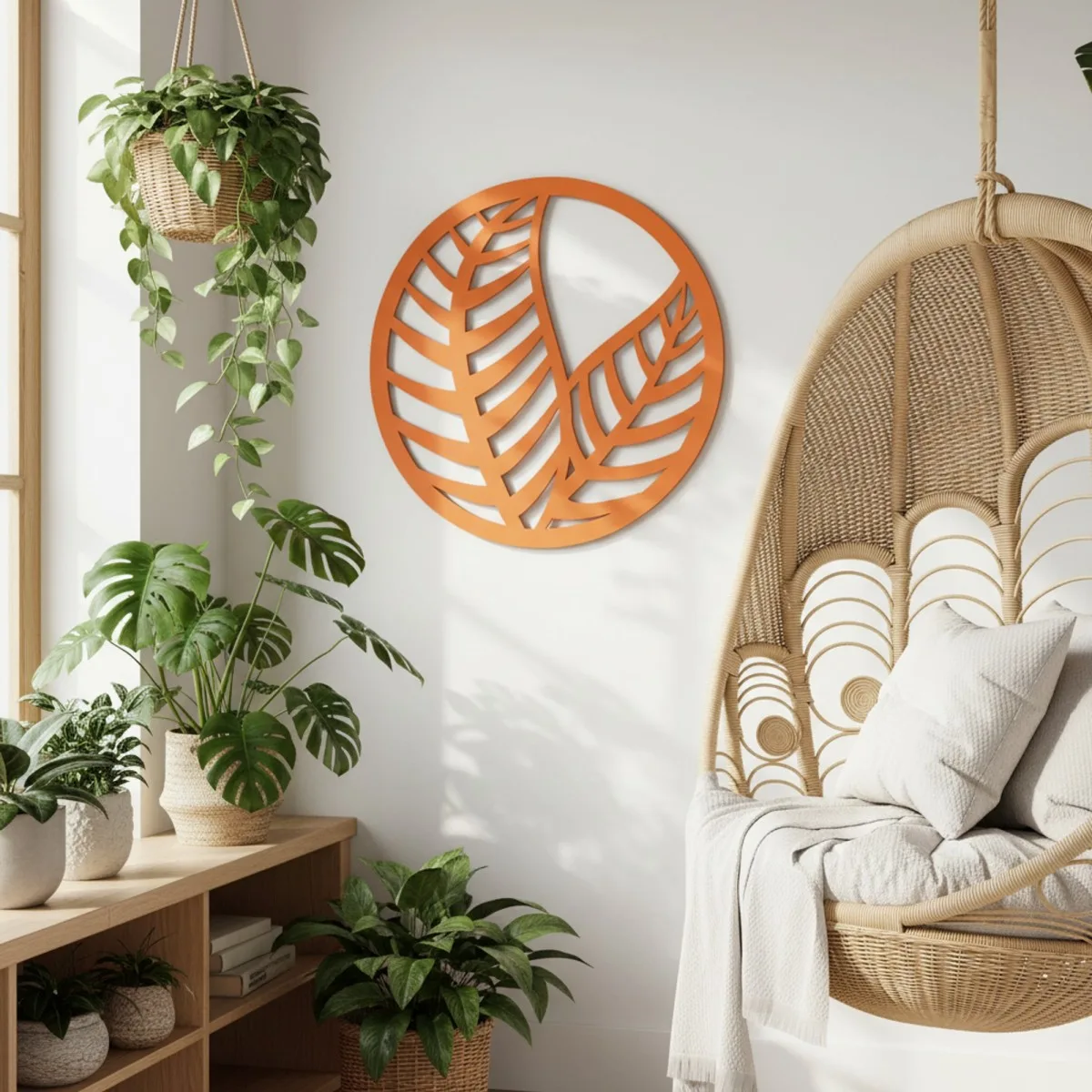Décoration en bois contreplaqué feuilles en cercle