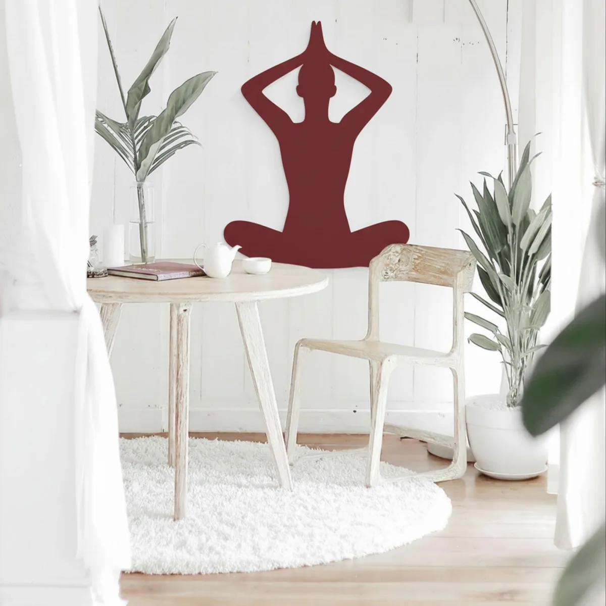 Yoga Sitzende Pose 02 Wanddekoration aus Birken-Sperrholz