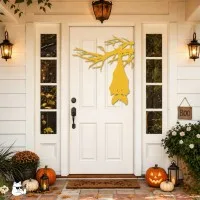 Chauve-souris suspendue à une branche Halloween – Silhouette effrayante pour porte et mur