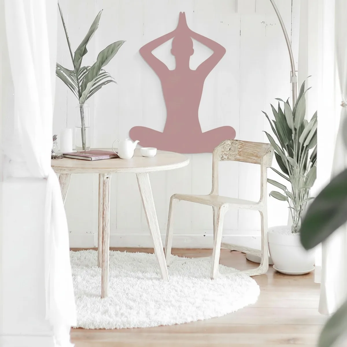 Yoga Sitzende Pose 02 Wanddekoration aus Birken-Sperrholz