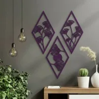 Birch Plywood Wall Decor – Ginkgo Leaf Diamond Set (3 pieces)