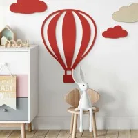 Birch Plywood Wall Decor - Hot Air Balloon with Vertical Lines