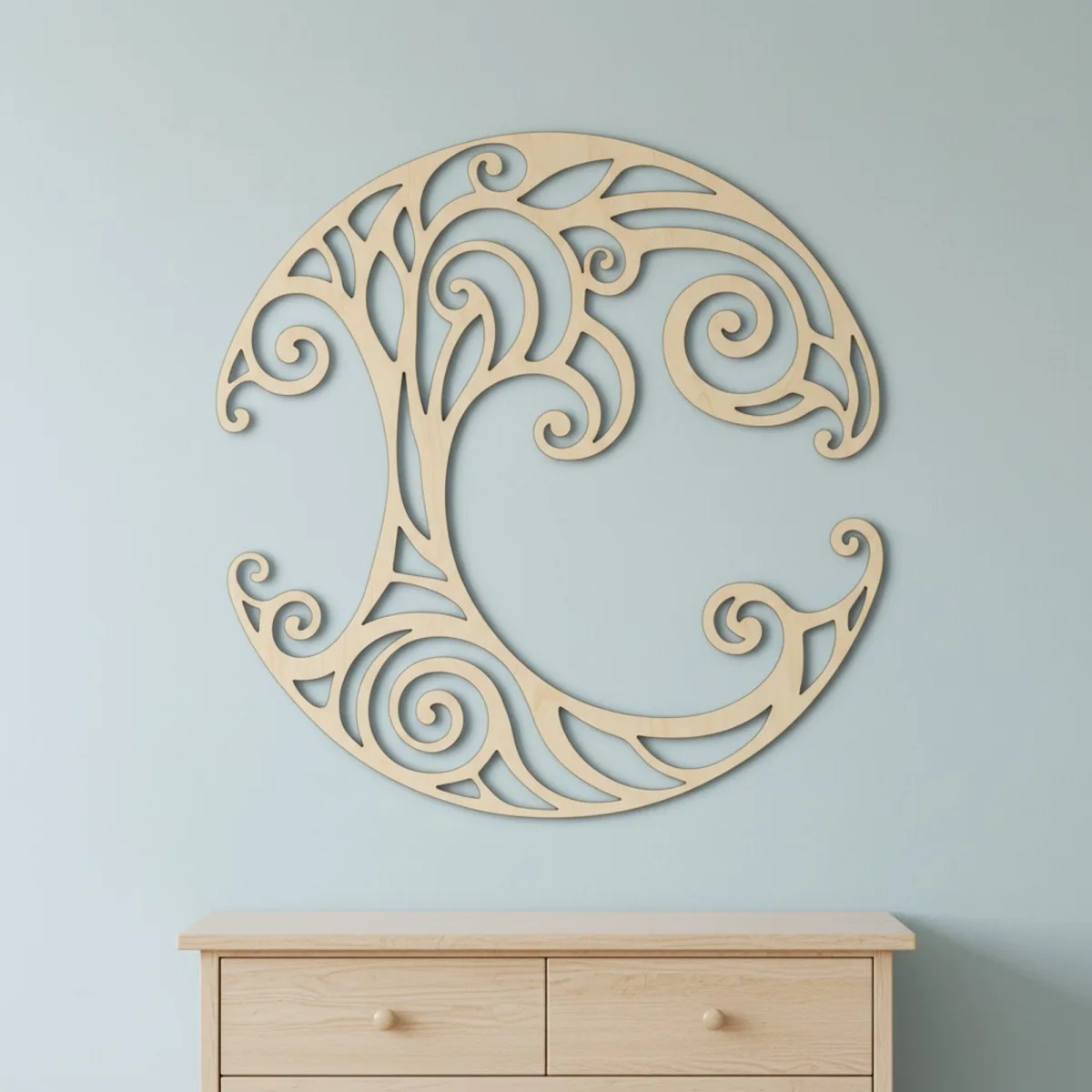 Croissant de lune à spirales — décoration murale