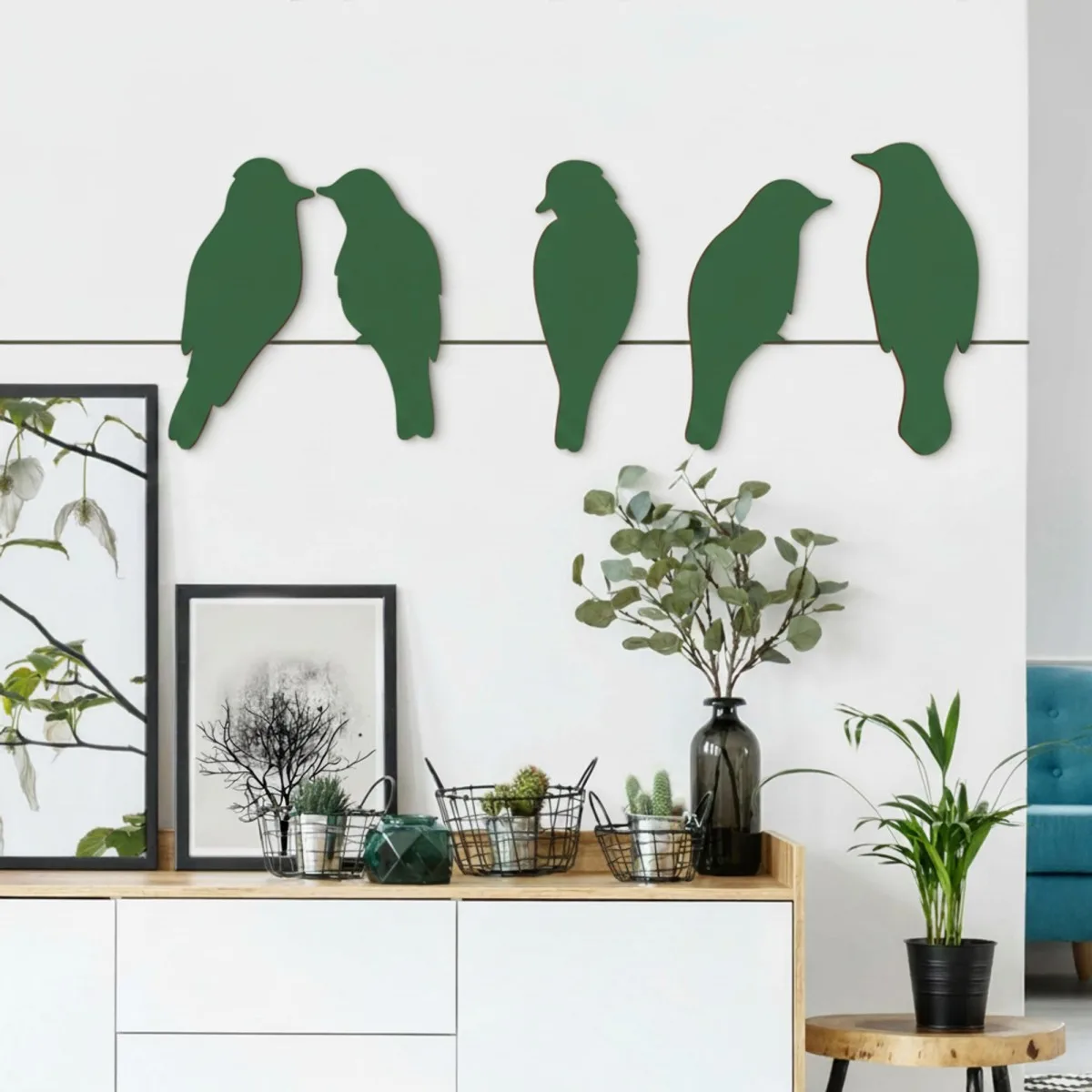 Wanddeko „Vogelfamilie“ – Birkenfurniersperrholz (5-teilig)