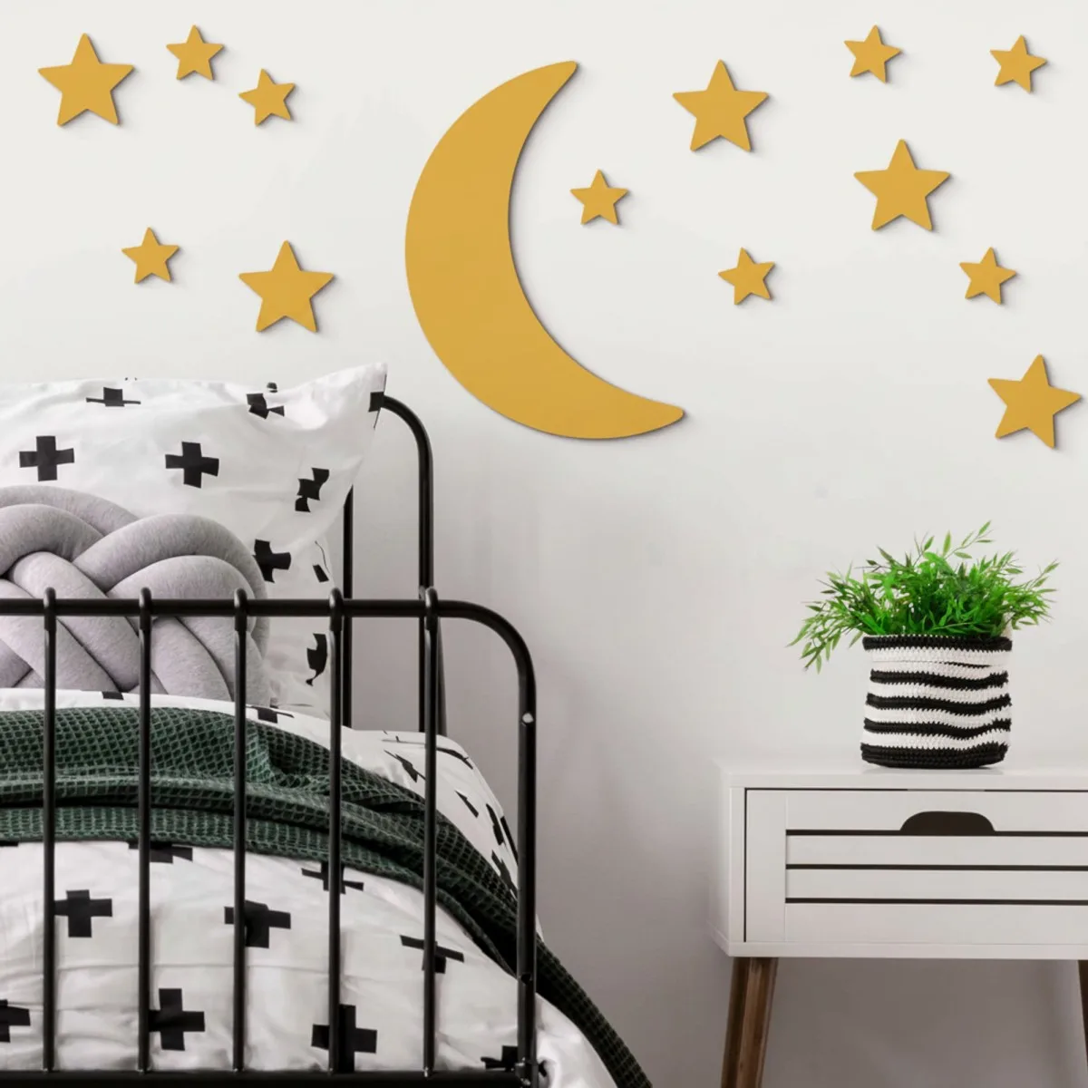 Sperrholz Wanddekoration – Mond und Sterne Set