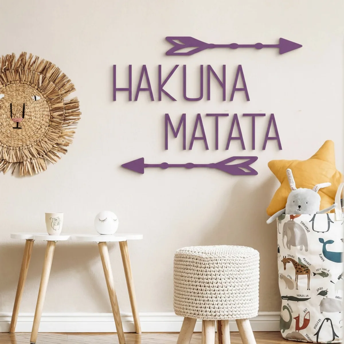 Hakuna Matata Wooden Wall Decor with Arrows - Birch Plywood