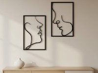 Minimalist Faces Line Art Wall Decor, 2 Panels